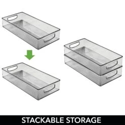 Stackable Bin With Handles 16 X 8 X 3 9 Stackable Bin With Handles 16 X 8 X 3 -Home storage 2000 Square JPG 04709MDBST 2EPT01