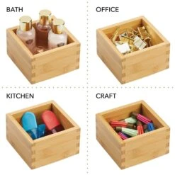 Bamboo Kitchen Drawer Organizer 4 X 4 X 2.5 -Home storage 2000 Square JPG 06087MDK.PT02