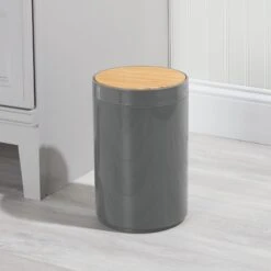 5-Liter Bamboo Swing Lid Trash Can -Home storage 2000 Square JPG 06132MDBA.PT01