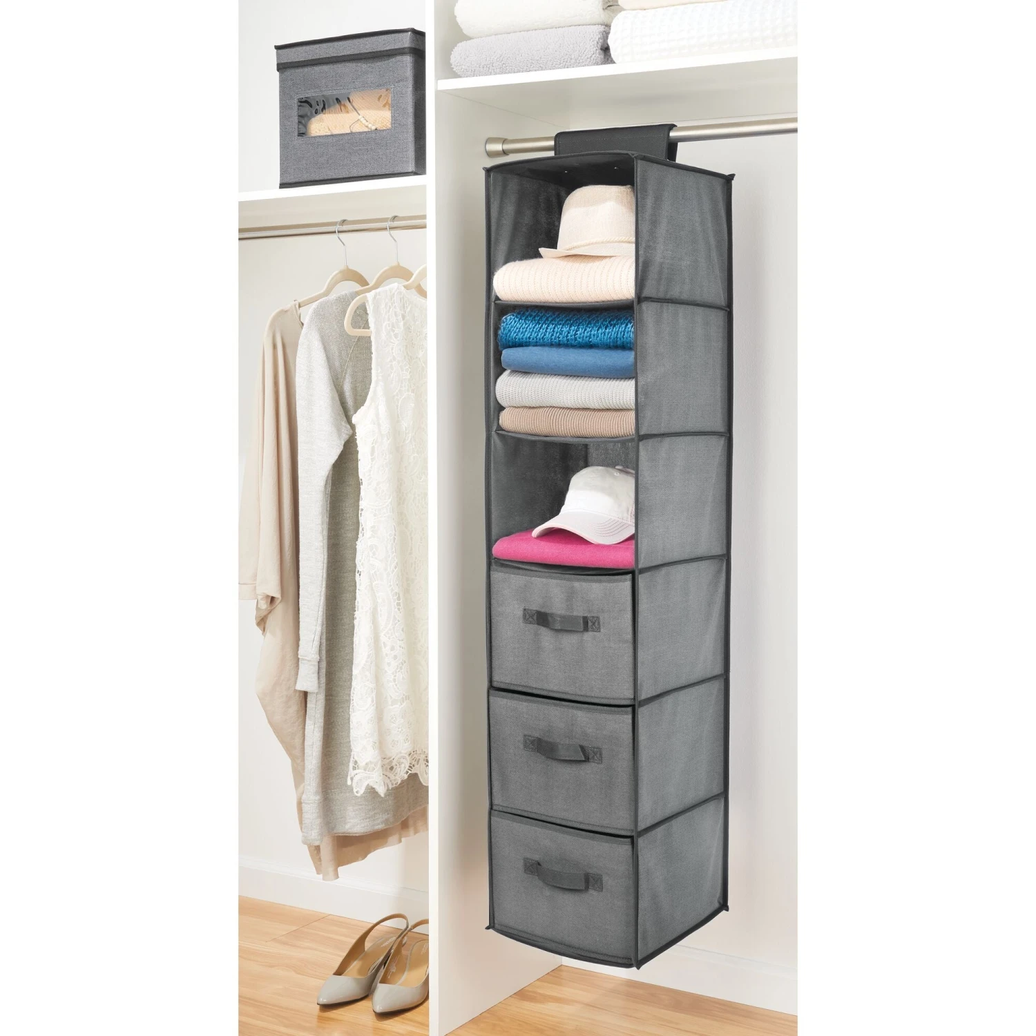 3-Shelf Hanging Closet Organizer With Drawers 3 3-Shelf Hanging Closet Organizer With Drawers - Image 3