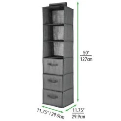 3-Shelf Hanging Closet Organizer With Drawers 8 3-Shelf Hanging Closet Organizer With Drawers -Home storage 2000 Square JPG 06451MDCO.PT03