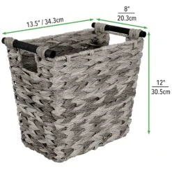 Woven Wastebasket With Wood Handles -Home storage 2000 Square JPG 06715MDHS.PT03