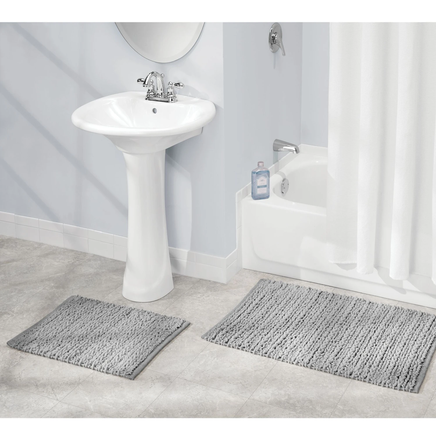 Gray Cotton Braided Bath Mat Set 2 Gray Cotton Braided Bath Mat Set - Image 2