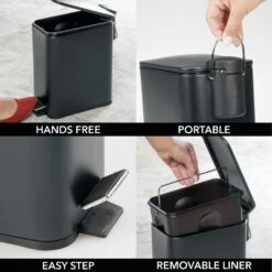 5-Liter Rectangular Step Trash Can -Home storage 2000 Square JPG 07640MDBA.PT02