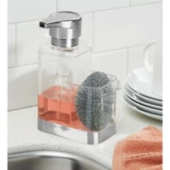 Square Liquid Soap Dispenser + Sponge Caddy -Home storage 2000 Square JPG 08419MDK.PT01
