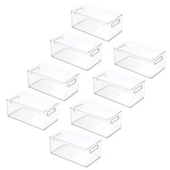 Stackable Bathroom Bin With Handles 15 X 8 X 6 -Home storage 2000 Square JPG 08693MDBST 2EPT02