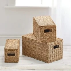 Seagrass Nesting Basket Set With Removable Lids -Home storage 2000 Square JPG 09236MDHS.PT01