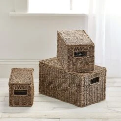 Seagrass Nesting Basket Set With Removable Lids -Home storage 2000 Square JPG 09238MDHS.PT01