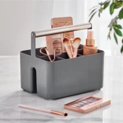 4-Section Bathroom Caddy With Metal Handle -Home storage 2000 Square JPG 09348MDBST glam