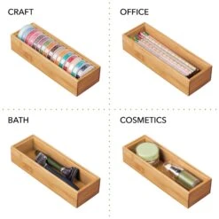 Bamboo Desk Drawer Organizer 9 X 3 X 2 -Home storage 2000 Square JPG 09946MDK 2EPT03