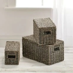 Seagrass Nesting Basket Set With Removable Lids -Home storage 2000 Square JPG 10199MDHS.PT01