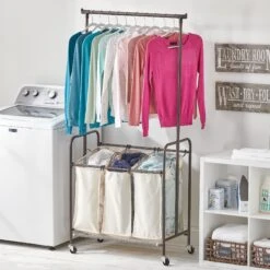 Rolling Laundry Cart With Hanging Bar 11 Rolling Laundry Cart With Hanging Bar -Home storage 2000 Square JPG 10219MDL glam