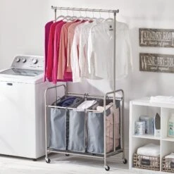 Rolling Laundry Cart With Hanging Bar 15 Rolling Laundry Cart With Hanging Bar -Home storage 2000 Square JPG 10222MDL glam