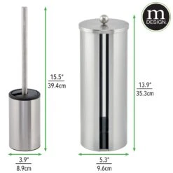 2-Piece Stainless Steel Toilet Paper Canister + Bowl Brush -Home storage 2000 Square JPG 10662MDBA Dimensions
