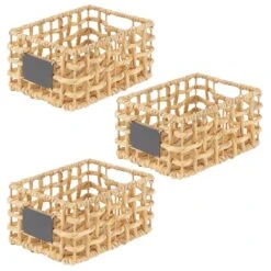 Open Weave Hyacinth Basket With Chalkboard Label 12 X 9 X 6 -Home storage 2000 Square JPG 10688MDHS Outline