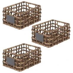 Open Weave Hyacinth Basket With Chalkboard Label 12 X 9 X 6 -Home storage 2000 Square JPG 10691MDHS Outline