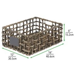 Open Weave Hyacinth Basket With Chalkboard Label 16 X 12 X 6 -Home storage 2000 Square JPG 10693MDHS dims