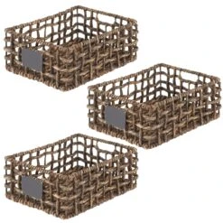 Open Weave Hyacinth Basket With Chalkboard Label 16 X 12 X 6 -Home storage 2000 Square JPG 10695MDHS Outline