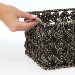 Seagrass Rose Weave Basket With Handles 12 X 9 X 6 -Home storage 2000 Square JPG 10697MDHS.10701MDHS.PT03