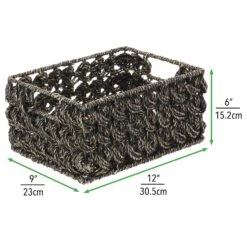 Seagrass Rose Weave Basket With Handles 12 X 9 X 6 -Home storage 2000 Square JPG 10697MDHS.PT08