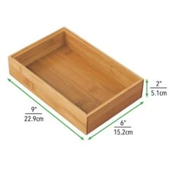 Bamboo Kitchen Drawer Organizer 9 X 6 X 2 -Home storage 2000 Square JPG 11430MDO.PT03