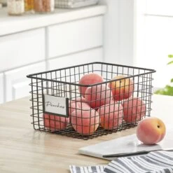 Kitchen Wire Basket With Label Holder 12 X 9 X 6 23 Kitchen Wire Basket With Label Holder 12 X 9 X 6 -Home storage 2000 Square JPG 11599MDK glam