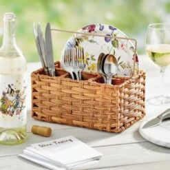 Woven Plastic Cutlery Caddy -Home storage 2000 Square JPG 12680MDK outside2 20SQ