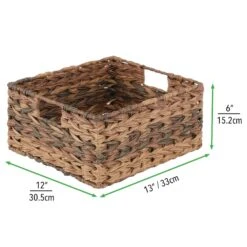 Woven Plastic Basket 13 X 12 X 6 -Home storage 2000 Square JPG 13196MDK.PT04