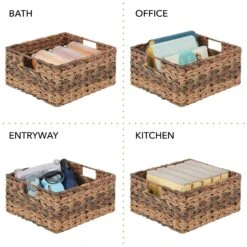 Woven Plastic Basket 13 X 12 X 6 -Home storage 2000 Square JPG 13196MDK 2EPT02