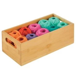 Bamboo Bin 12 X 6 X 4 -Home storage 2000 Square JPG 13788MDK Outline