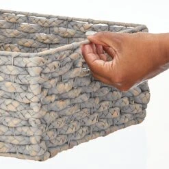 Braided Hyacinth Basket With Handles 13 X 12 X 6 -Home storage 2000 Square JPG 17577MDK 20Hand