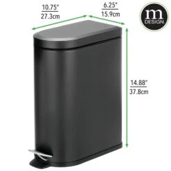 10-Liter Bathroom Step Trash Can -Home storage 2000 Square JPG 18109MDBST dims