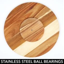 Acacia Wood Lazy Susan Turntable -Home storage 2000 Square JPG 18807MDK Detail