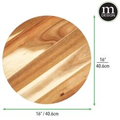 Acacia Wood Lazy Susan Turntable -Home storage 2000 Square JPG 18807MDK Dimensions