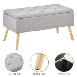 Tufted Storage Bench With Hinge Lid -Home storage 2000 Square JPG 19351MDHS detail