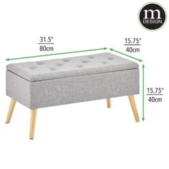 Tufted Storage Bench With Hinge Lid -Home storage 2000 Square JPG 19351MDHS dims