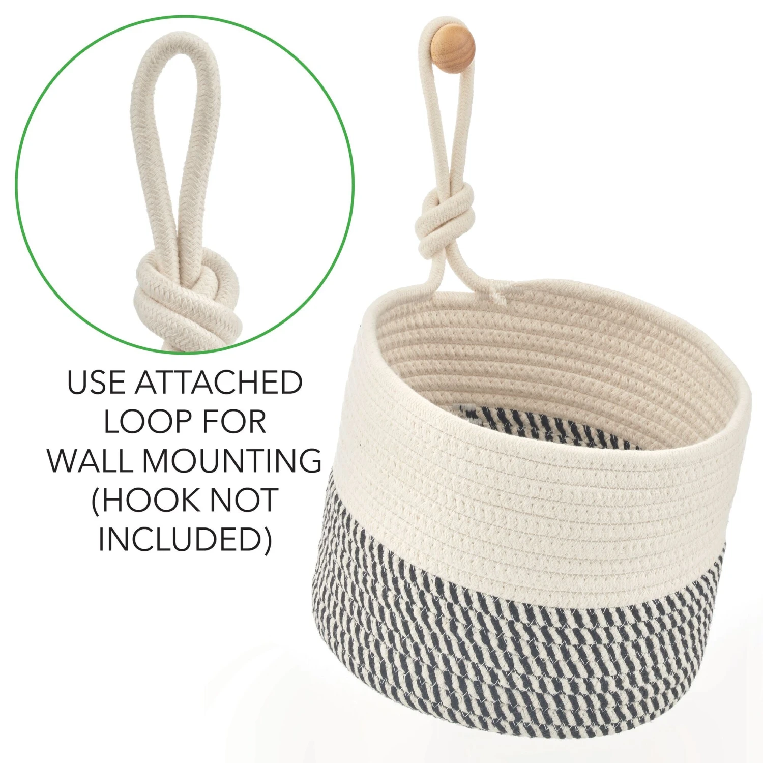 Woven Cotton Rope Nesting Basket Set With Tie Handles 6 Woven Cotton Rope Nesting Basket Set With Tie Handles - Image 6