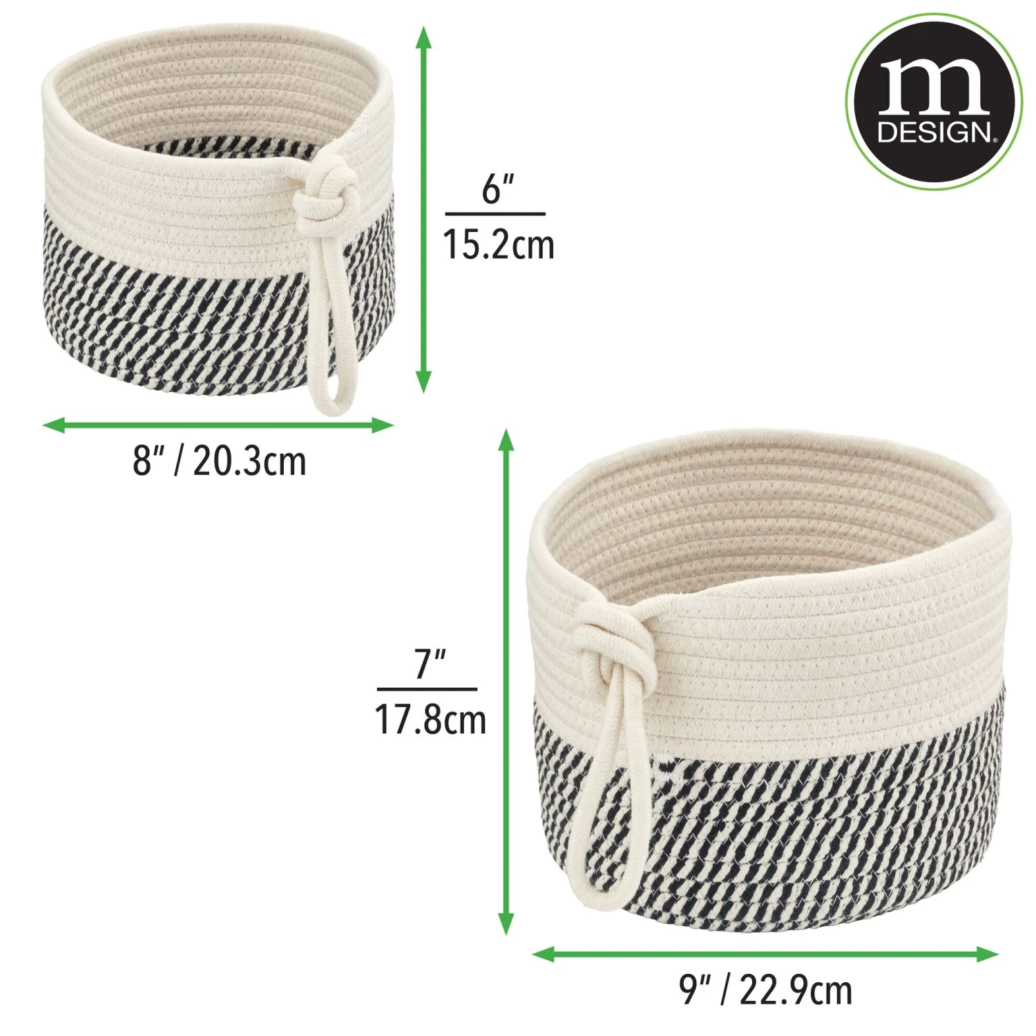 Woven Cotton Rope Nesting Basket Set With Tie Handles 3 Woven Cotton Rope Nesting Basket Set With Tie Handles - Image 3