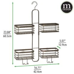 Hanging Shower Caddy With Hooks -Home storage 2000 Square JPG 19609MDBST dims