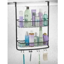 Over-the-Door Shower Caddy With 8 Hooks -Home storage 2000 Square JPG 20063MDBST glam1