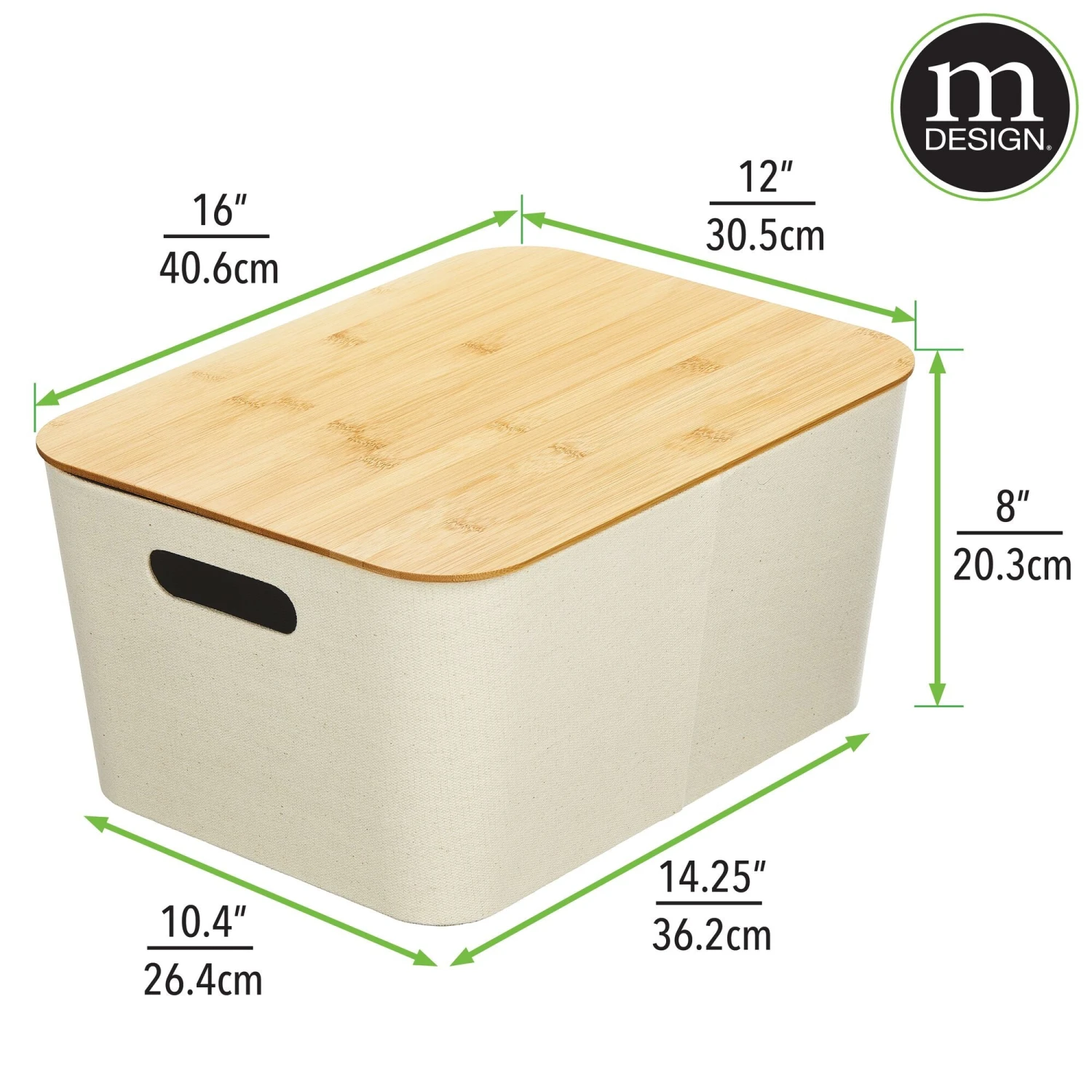 Stackable Fabric Bins With Bamboo Lids 16 X 12 X 8 3 Stackable Fabric Bins With Bamboo Lids 16 X 12 X 8 - Image 3