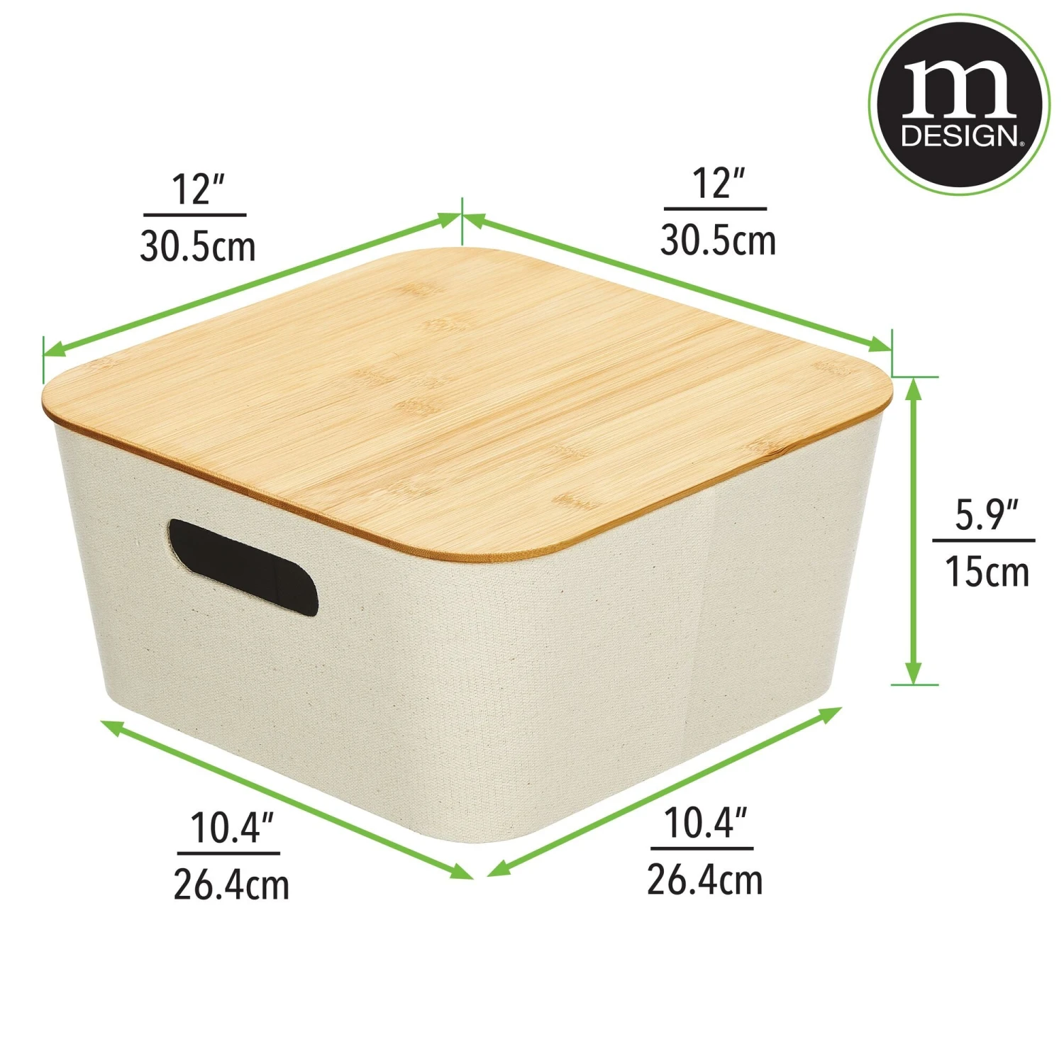 Stackable Fabric Bins With Bamboo Lids 12 X 12 X 6 3 Stackable Fabric Bins With Bamboo Lids 12 X 12 X 6 - Image 3
