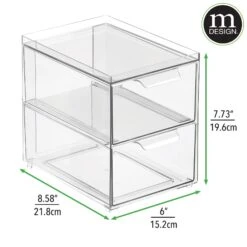 2-Drawer Stackable Bath Organizer 8.5 X 6 X 8 -Home storage 2000 Square JPG 20487MDK dims 50d271c3 9cfe 4f24 97ba 8b68cc066d8b