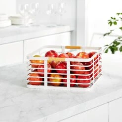 Wire Pantry Basket With Bamboo Handles 13 X 12 X 6 -Home storage 2000 Square JPG 20718MDK glam