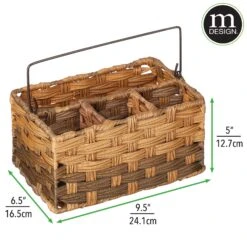 Woven Plastic Cutlery Caddy -Home storage 2000 Square JPG 21015MDK dims