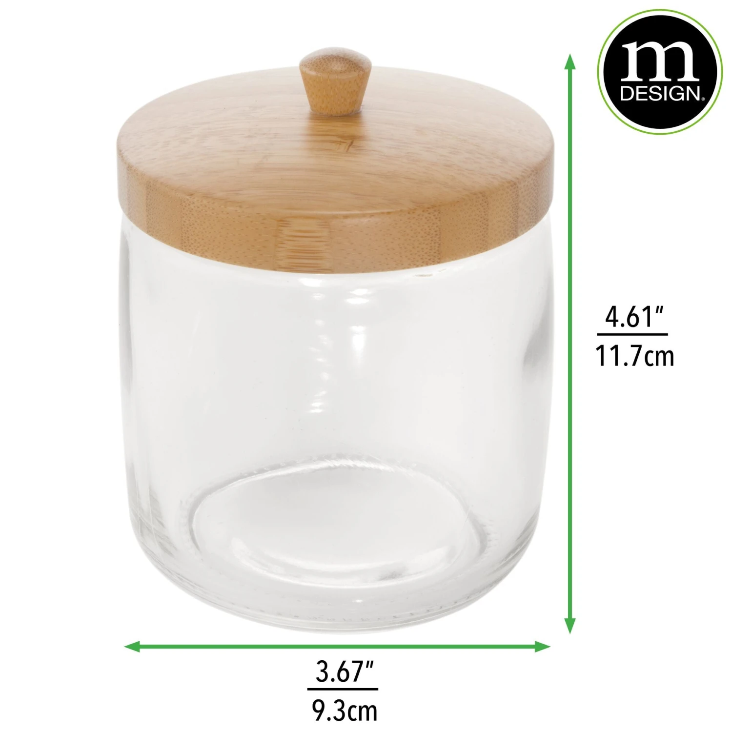 Glass Bathroom Canisters With Bamboo Lids 3 Glass Bathroom Canisters With Bamboo Lids - Image 3