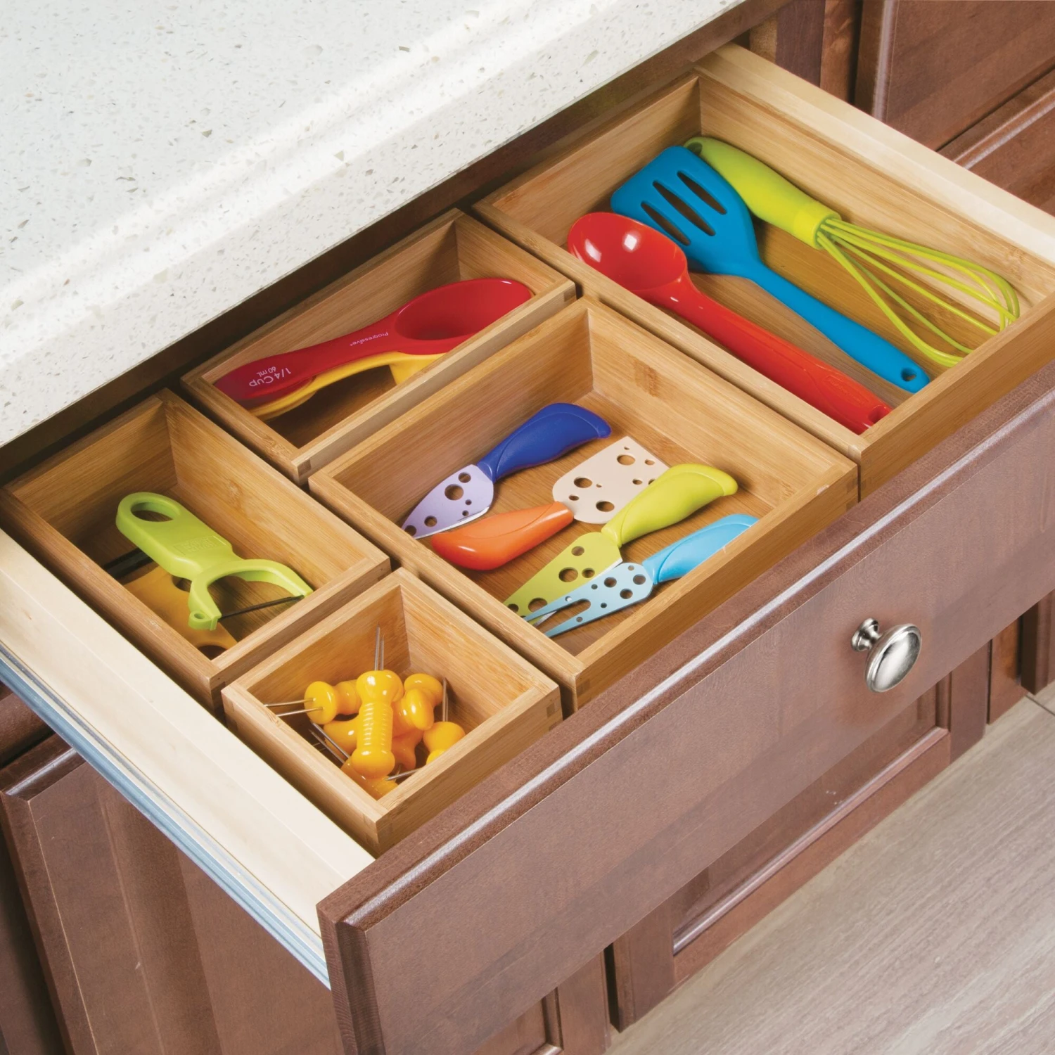 5-Piece Bamboo Drawer Organizer Set 2 5-Piece Bamboo Drawer Organizer Set - Image 2