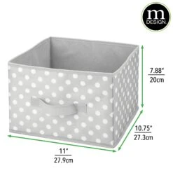 Polka Dot Bin With Front Handle Set 11 X 11 X 8 -Home storage 2000 Square JPG 9603MDCO.DIMS