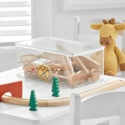 Hinged-Lid Toy Box 12.75 X 7.25 X 5 12 Hinged-Lid Toy Box 12.75 X 7.25 X 5 -Home storage 2000 Square JPG RFQ 2011190 clear 20toy