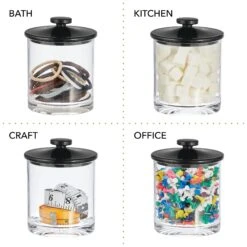 Acrylic Bathroom Canisters -Home storage 2000 Square JPG RFQ 2032557 20clear 20black detail